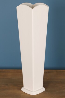 55 cm Dekoratif Ahşap Beyaz Vazo - 1